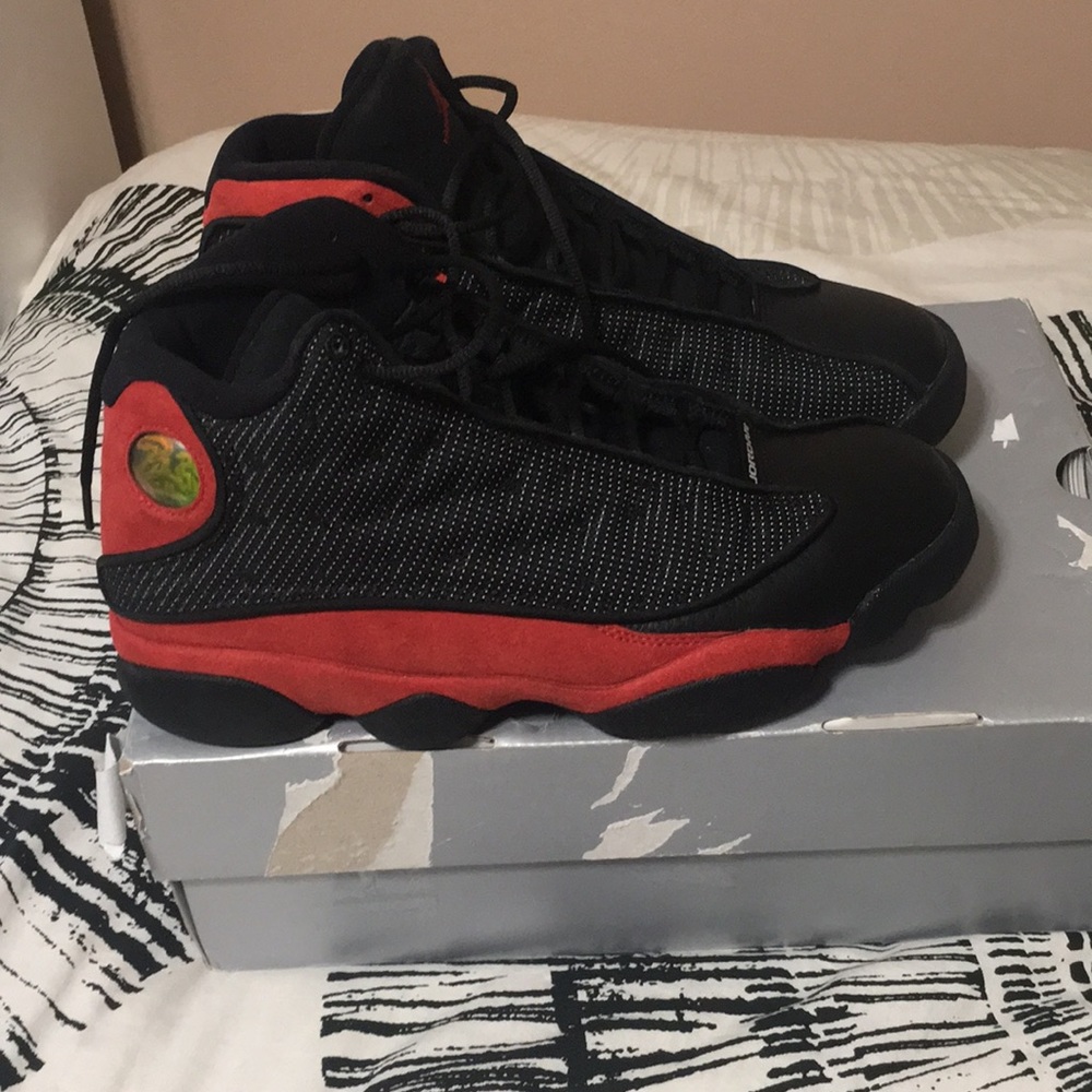 Jordan black and red 13